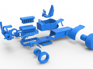 Pulling truck 2wd Hot rod with turbo V12 Scale 1 to 25 3Dプリントモデル