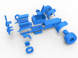 Pulling truck 2wd Hot rod with turbo V12 Scale 1 to 25 3D Print Model