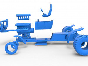 Pulling truck 2wd Hot rod with turbo V12 Scale 1 to 25 3Dプリントモデル