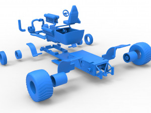 Pulling truck 2wd Hot rod with turbo V12 Scale 1 to 25 3Dプリントモデル