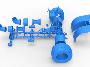 Pulling tractor with 2 jet engines Version 2 Scale 1 to 25 3D Print Model