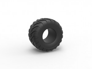 Monster Jam tire 8 Scale 1 to 25 3D Print Model