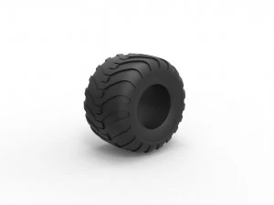 Monster Jam tire 8 Scale 1 to 25 3D Print Model