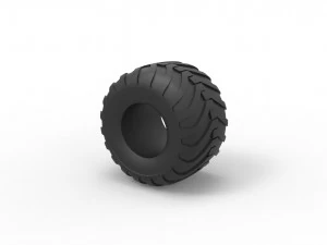 Monster Jam tire 8 Scale 1 to 25 3D Print Model