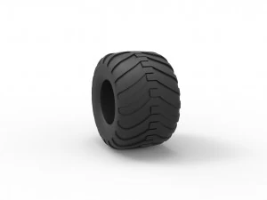 Monster Jam tire 8 Scale 1 to 25 3D Print Model