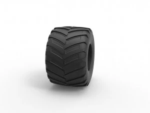 Monster Jam tire 9 Scale 1 to 25 3D Print Model