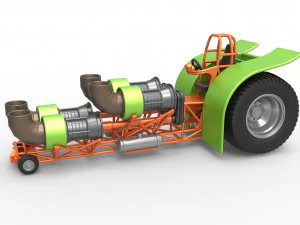 Pulling tractor with 4 jet engines Version 3 Scale 1 to 25 3D Print Model
