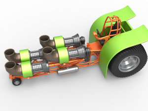 Pulling tractor with 4 jet engines Version 3 Scale 1 to 25 3D 打印模型