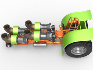 Pulling tractor with 4 jet engines Version 3 Scale 1 to 25 3D 打印模型