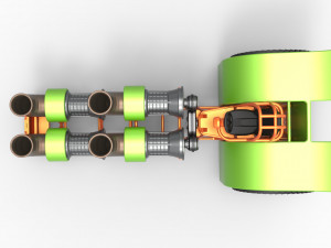 Pulling tractor with 4 jet engines Version 3 Scale 1 to 25 3D 打印模型