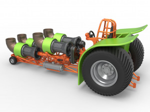 Pulling tractor with 4 jet engines Version 3 Scale 1 to 25 3D 打印模型