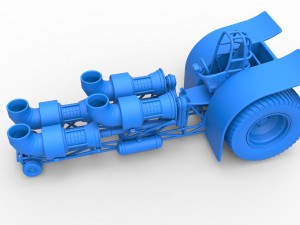 Pulling tractor with 4 jet engines Version 3 Scale 1 to 25 3D 打印模型