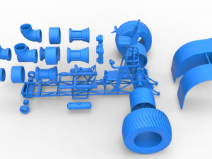 Pulling tractor with 4 jet engines Version 3 Scale 1 to 25 3D 打印模型