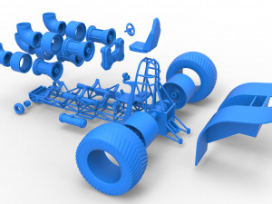 Pulling tractor with 4 jet engines Version 3 Scale 1 to 25 3D 打印模型