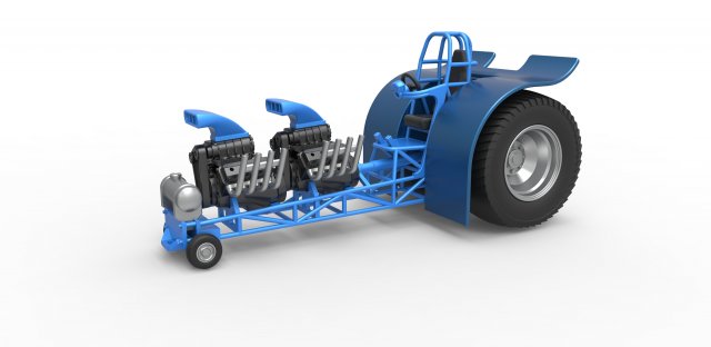 Pulling tractor with 2 engines V8 Scale 1 to 25 Modelo de Impressão 3D .c4d .max .obj .3ds .fbx .stl .blend