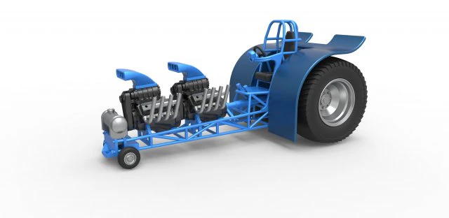 Pulling tractor with 2 engines V8 Scale 1 to 25 3D Print Model .c4d .max .obj .3ds .fbx .stl .blend 