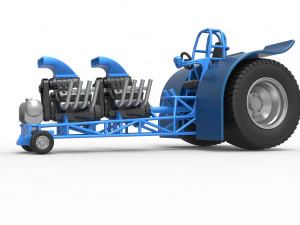 Pulling tractor with 2 engines V8 Scale 1 to 25 3D Print Model