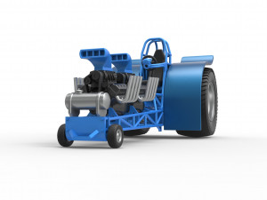 Pulling tractor with 2 engines V8 Scale 1 to 25 Modelo de Impressão 3D
