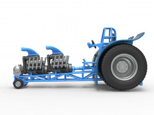 Pulling tractor with 2 engines V8 Scale 1 to 25 3D Print Model
