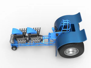 Pulling tractor with 2 engines V8 Scale 1 to 25 3D Print Model