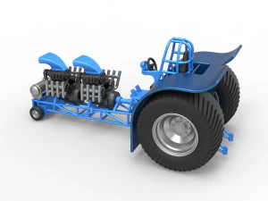 Pulling tractor with 2 engines V8 Scale 1 to 25 3D Print Model