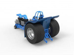 Pulling tractor with 2 engines V8 Scale 1 to 25 3D Print Model