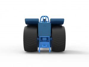 Pulling tractor with 2 engines V8 Scale 1 to 25 3D Print Model