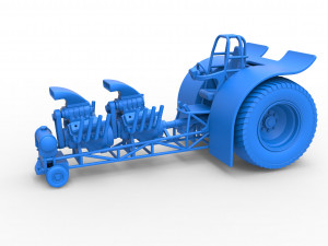 Pulling tractor with 2 engines V8 Scale 1 to 25 Modelo de Impressão 3D