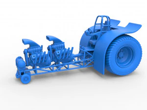 Pulling tractor with 2 engines V8 Scale 1 to 25 3D Print Model
