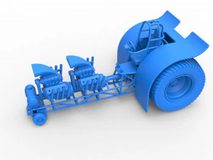 Pulling tractor with 2 engines V8 Scale 1 to 25 3D Print Model