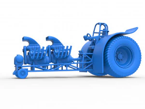 Pulling tractor with 2 engines V8 Scale 1 to 25 3D Print Model