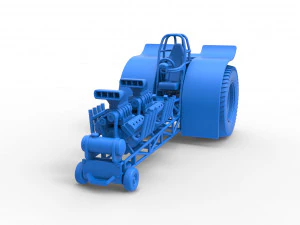 Pulling tractor with 2 engines V8 Scale 1 to 25 3D Print Model