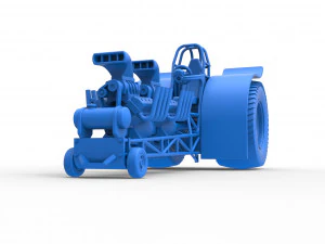 Pulling tractor with 2 engines V8 Scale 1 to 25 3D Print Model