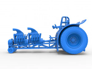 Pulling tractor with 2 engines V8 Scale 1 to 25 3D Print Model