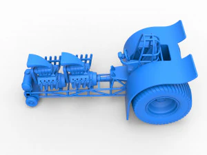 Pulling tractor with 2 engines V8 Scale 1 to 25 3D Print Model