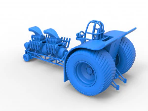 Pulling tractor with 2 engines V8 Scale 1 to 25 3D Print Model