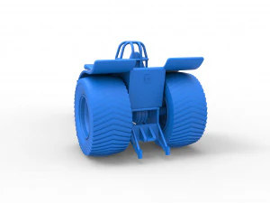 Pulling tractor with 2 engines V8 Scale 1 to 25 3D Print Model