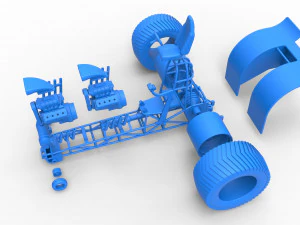 Pulling tractor with 2 engines V8 Scale 1 to 25 3D Print Model