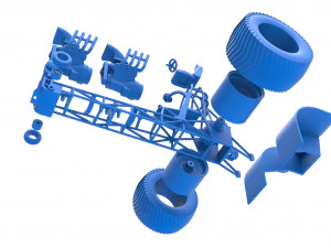 Pulling tractor with 2 engines V8 Scale 1 to 25 3D Print Model