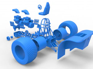 Pulling tractor with 2 engines V8 Scale 1 to 25 3D Print Model