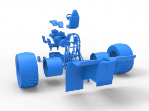 Pulling tractor with 2 engines V8 Scale 1 to 25 3D Print Model