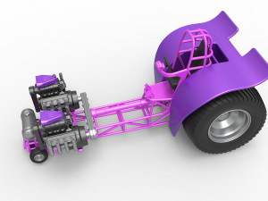 Pulling tractor with 2 engines V8 Version 2 Scale 1 to 25 3D Принт Модель