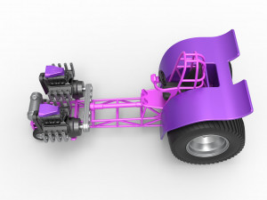 Pulling tractor with 2 engines V8 Version 2 Scale 1 to 25 3D Принт Модель
