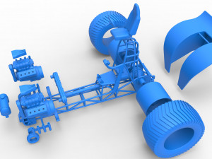 Pulling tractor with 2 engines V8 Version 2 Scale 1 to 25 3D Принт Модель