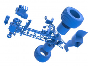 Pulling tractor with 2 engines V8 Version 2 Scale 1 to 25 3D Принт Модель