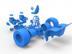 Pulling tractor with 2 engines V8 Version 2 Scale 1 to 25 3D Принт Модель