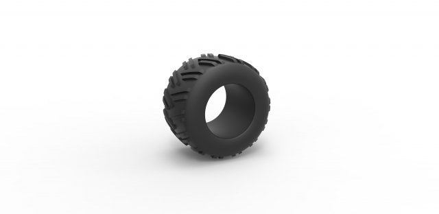 Old school pulling truck tire 3 Scale 1 to 25 3D 打印模型 .c4d .max .obj .3ds .fbx .stl .blend 
