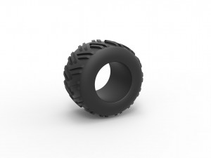 Old school pulling truck tire 3 Scale 1 to 25 3D 打印模型