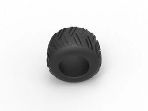 Old school pulling truck tire 3 Scale 1 to 25 3D Print Model