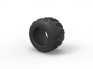 Old school pulling truck tire 3 Scale 1 to 25 3D Print Model